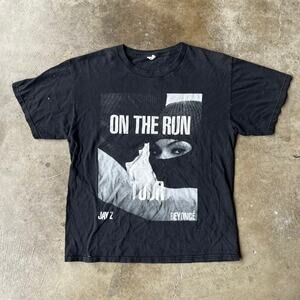 VINTAGE JAY Z BEYONCE ON THE RUN TOUR 2014 SHIRT FITS MENS LARGE BLACK RAP TEE